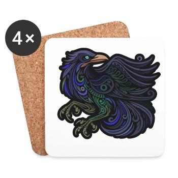 Tribal Raven Art - Coasters (set of 4) - white - Front