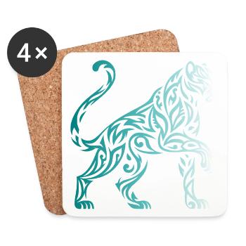 Tribal Panther Farbverlauf Blau Weiß - Untersetzer (4er-Set) - Weiß - Vorne