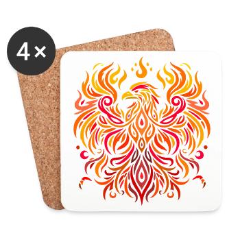 tribal eagle fire yellow red - Coasters (set of 4) - white - Front