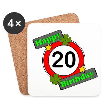 20. Geburtstag , Happy Birthday (25) - Untersetzer (4er-Set) - Weiß - Vorne