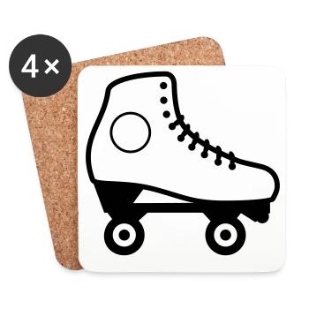 Patin à roulettes artistique - Dessous de verre (lot de 4) - blanc - Devant
