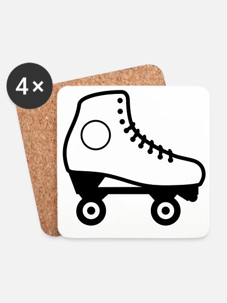 Künstlerischer Rollschuh - Untersetzer (4er-Set) - Weiß