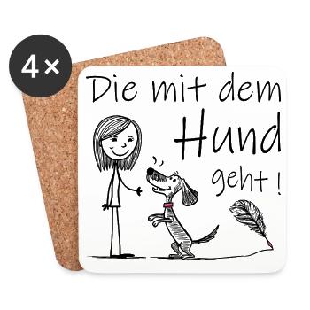 Die mit dem Hund geht ! - Untersetzer (4er-Set) - Weiß - Vorne