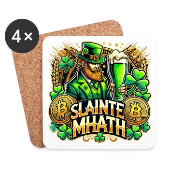 Cadeau Bitcoin de la Saint-Patrick Slainte Mhath - Dessous de verre (lot de 4) - blanc - Devant