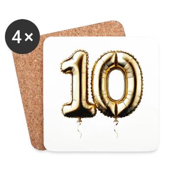 10 ans de ballon d’or feuille de ballon cadeau - Dessous de verre (lot de 4) - blanc - Devant