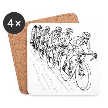Cyclist Line Drawing - Coasters (set of 4) - white - Front