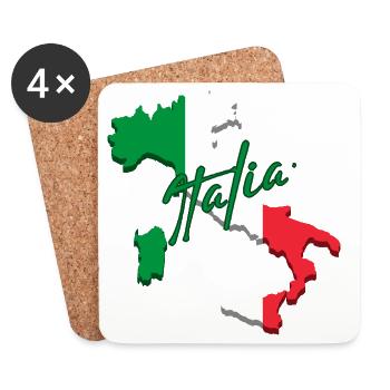 Drapeau de l’Italie, fierté italienne - Dessous de verre (lot de 4) - blanc - Devant