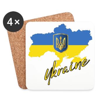Fierté ukrainienne, drapeau ukrainien - Dessous de verre (lot de 4) - blanc - Devant