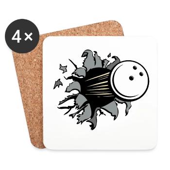 Percée de la boule de bowling en collision - Dessous de verre (lot de 4) - blanc - Devant