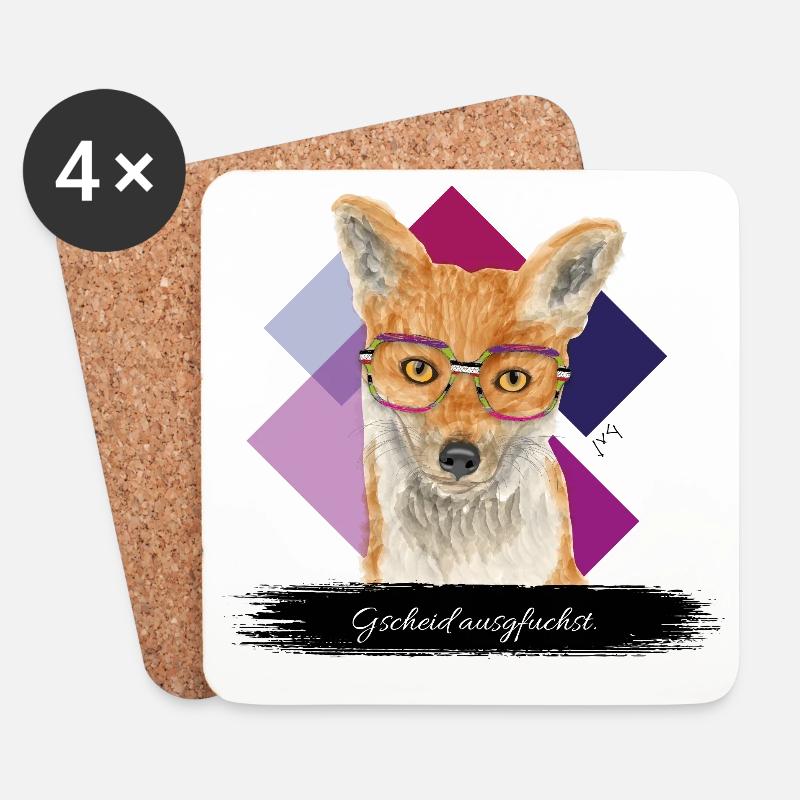 JvG Fuchs "Gscheid ausgfuchst" - Untersetzer (4er-Set) - Weiß