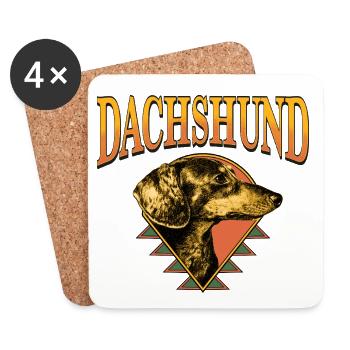 Dachshund – Vintage Dog Portrait - Coasters (set of 4) - white - Front