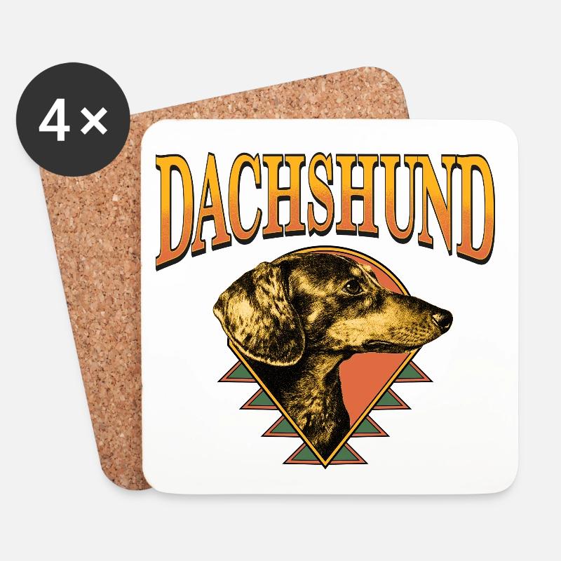 Dachshund – Vintage Hundeporträt - Untersetzer (4er-Set) - Weiß
