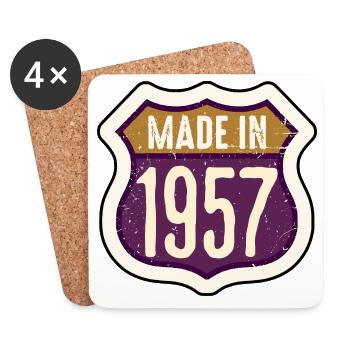 Badge Vintage Made in 1957 - Dessous de verre (lot de 4) - blanc - Devant