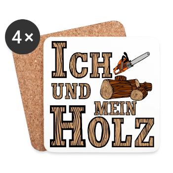 Motorsäge , Ich und mein Holz (25) - Untersetzer (4er-Set) - Weiß - Vorne