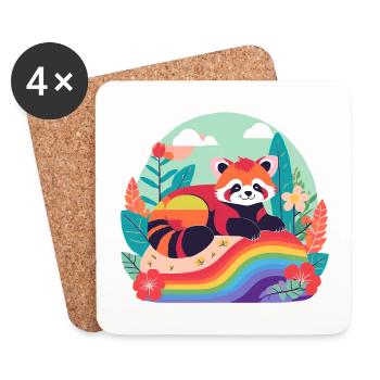 Rainbow Panda at Rest - Coasters (set of 4) - white - Front