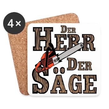 Motorsäge , Der Herr der Säge (25) - Untersetzer (4er-Set) - Weiß - Vorne