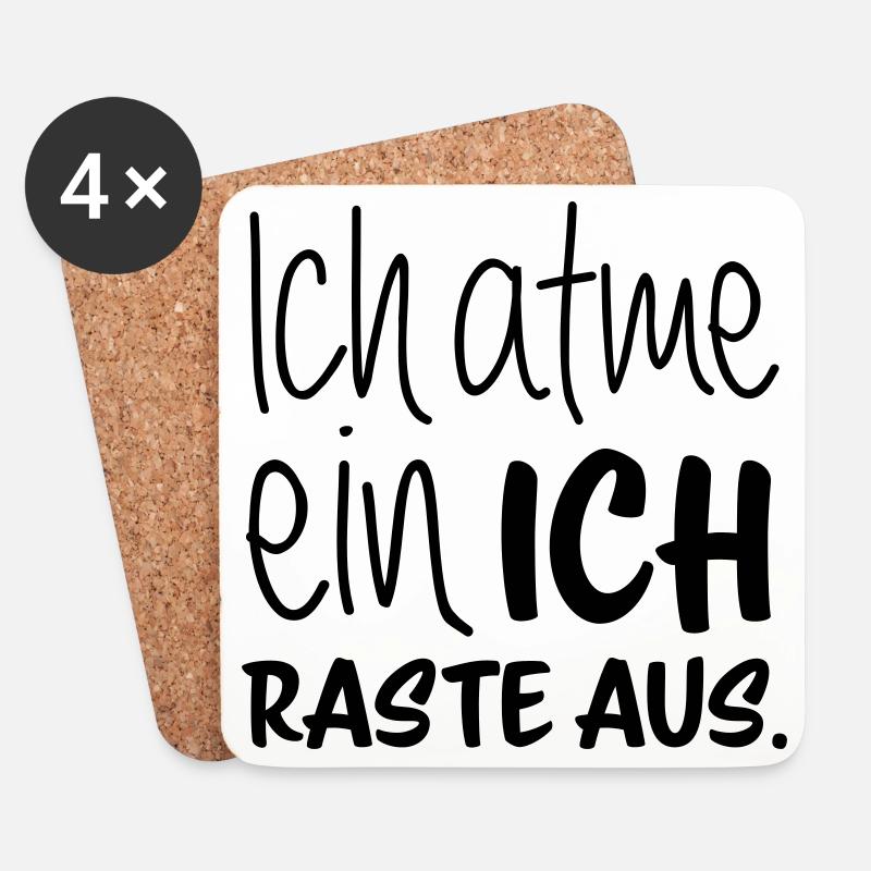 Ich atme ein - ich raste aus - Untersetzer (4er-Set) - Weiß