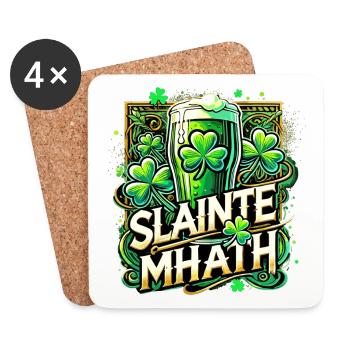 St. Patrick’s Day Slainte Mhath Irland Geschenk - Untersetzer (4er-Set) - Weiß - Vorne