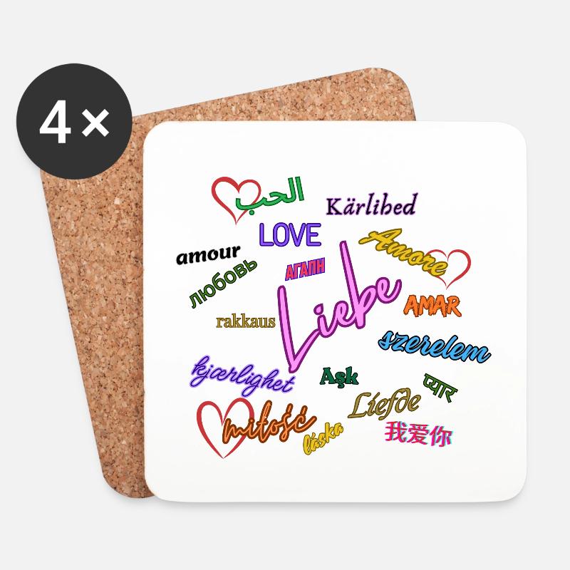 Liebe - Untersetzer (4er-Set) - Weiß