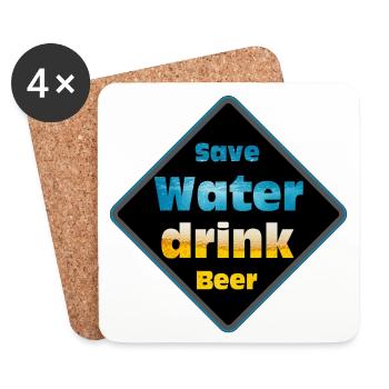 Save Water Drink Beer Schild-Design - Untersetzer (4er-Set) - Weiß - Vorne