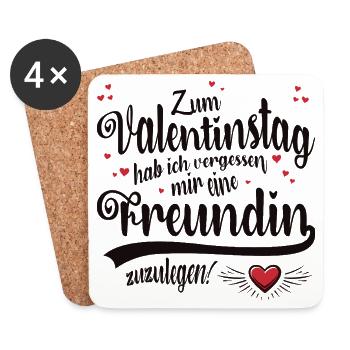 Saint-Valentin sans petite amie - Dessous de verre (lot de 4) - blanc - Devant