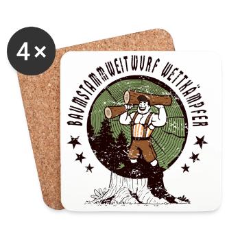 Tree trunk throwing competitors - Coasters (set of 4) - white - Front