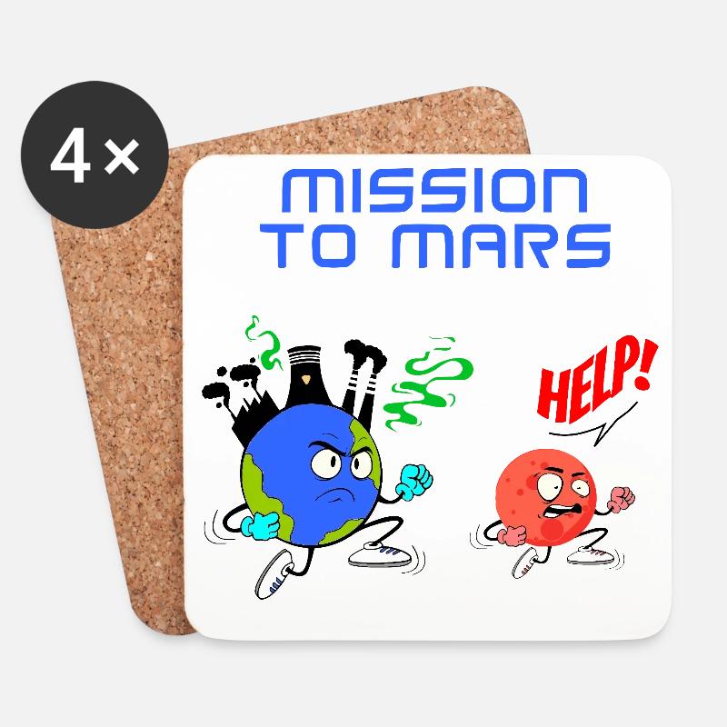 Mission zum Mars - Untersetzer (4er-Set) - Weiß