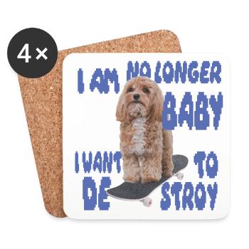 Skater Dog Meme - Plus bébé - Dessous de verre (lot de 4) - blanc - Devant