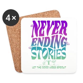 Psychedelisches Pilz-Design – Never Ending Stories - Untersetzer (4er-Set) - Weiß - Vorne