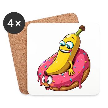 Banana Donut Relationship Love Making Gift - Coasters (set of 4) - white - Front