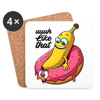Banane Donut Relation Amour Faire Cadeau - Dessous de verre (lot de 4) - blanc - Devant