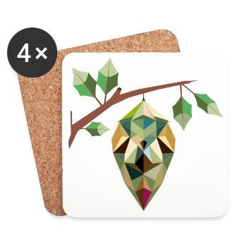 geometric cocoon, in soft shades of green - Coasters (set of 4) - white - Front