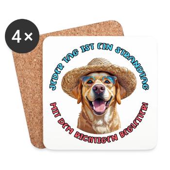 Labrador: Jeder Tag am Strand - Untersetzer (4er-Set) - Weiß - Vorne