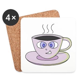 Süße Tasse - Untersetzer (4er-Set) - Weiß - Vorne