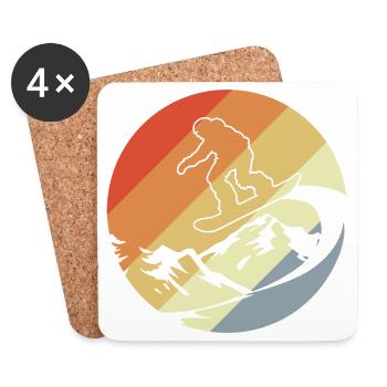 Snowboarder Retro Style - Coasters (set of 4) - white - Front