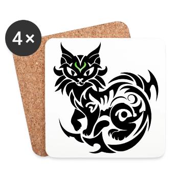 Mystic cat tribal - Coasters (set of 4) - white - Front