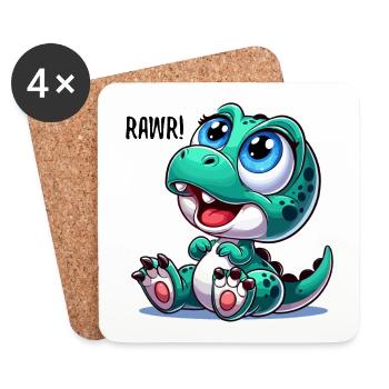 T-Rex Baby Dino Babydino Dinobaby Geschenk - Untersetzer (4er-Set) - Weiß - Vorne