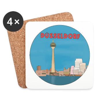 Ville allemande de Düsseldorf - Dessous de verre (lot de 4) - blanc - Devant
