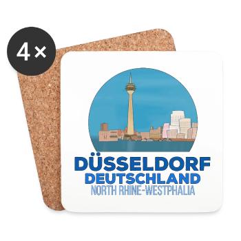 Düsseldorf, Rhénanie-du-Nord-Westphalie, Allemagne - Dessous de verre (lot de 4) - blanc - Devant