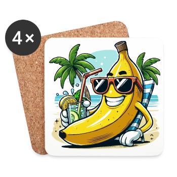 Entspannte Banane - Untersetzer (4er-Set) - Weiß - Vorne