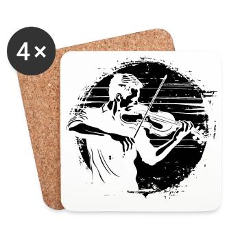Violinist Drawing - Coasters (set of 4) - white - Front