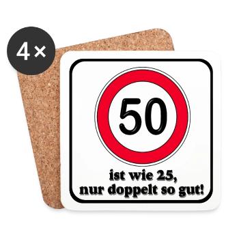 50th Birthday , twice as good (25) - Coasters (set of 4) - white - Front