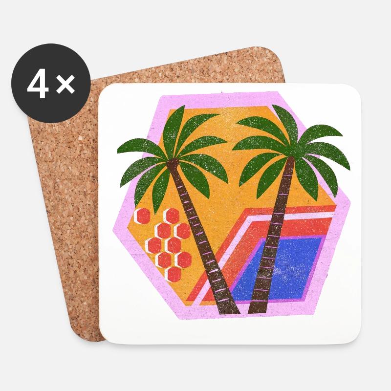 Enchanted Retro Tropical Decor - Coasters (set of 4) - white