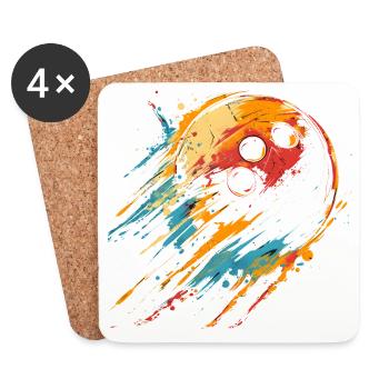 Boule de bowling des années 90 - Dessous de verre (lot de 4) - blanc - Devant
