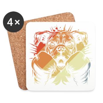Boxen Hund Vintage - Untersetzer (4er-Set) - Weiß - Vorne