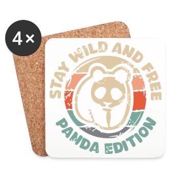 Stay Wild and Free – Panda Edition Retro Design - Untersetzer (4er-Set) - Weiß - Vorne
