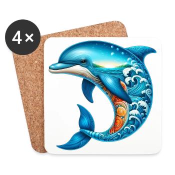 Delfin - Untersetzer (4er-Set) - Weiß - Vorne