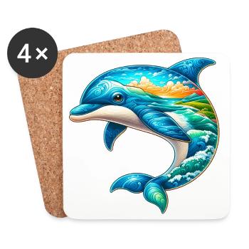 Delfin - Untersetzer (4er-Set) - Weiß - Vorne