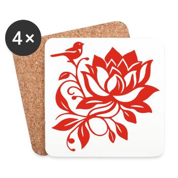 The Red Lotus and the Bird - Coasters (set of 4) - white - Front