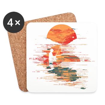 Illustration de pêche - Dessous de verre (lot de 4) - blanc - Devant